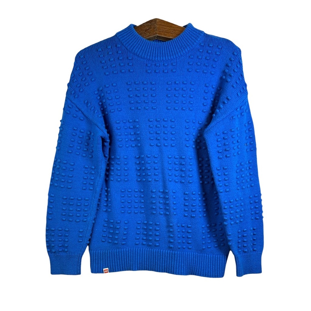 Lego Collection Target Women's Knit Sweater Blue Dot Pattern Pullover Size M